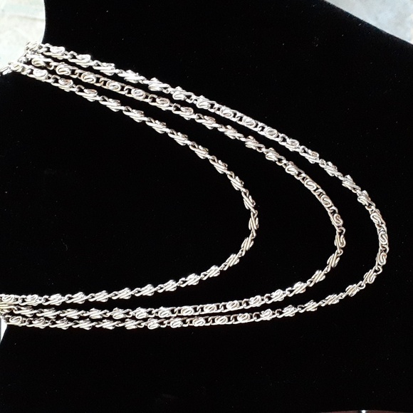 Extra Long Silver Chain Necklace KK96 - Picture 8 of 11